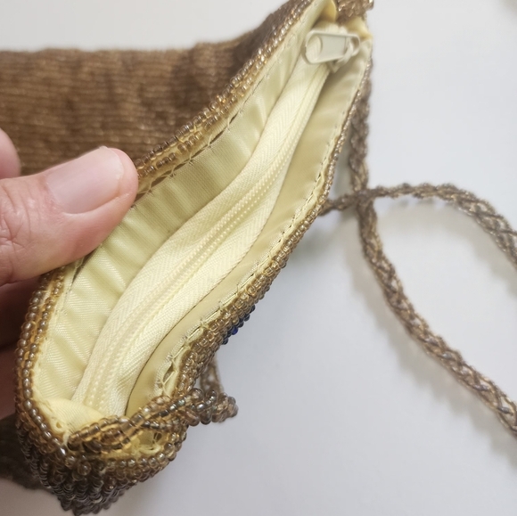 VINTAGE Embellished Beaded Women's Bag - Brown and Green - Picture 2 of 4